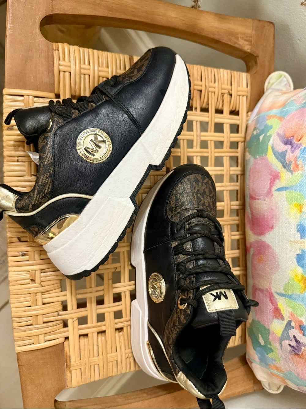Michael Kors Black, Gold & Brown Signature Platform Sneakers - Kids